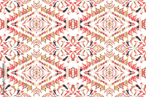 Ikat Abstract Ethnic art. Seamless pattern. geometric art. Design for fabric print, clothing, carpet, curtains, cover, wallpaper, wrapping