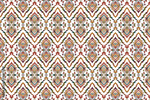 Ikat Abstract Ethnic art. Seamless pattern. geometric art. Design for fabric print, clothing, carpet, curtains, cover, wallpaper, wrapping