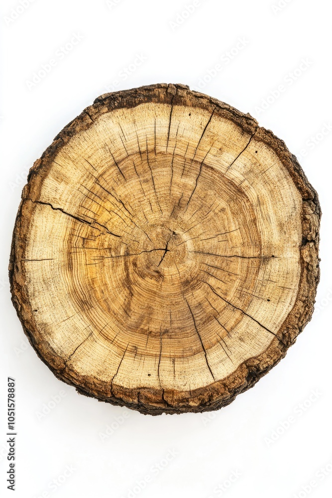 Fototapeta premium A piece of wood cut in half, useful as building material or firewood