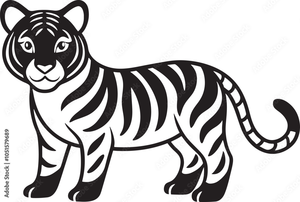 Fototapeta premium Creative Cute Tiger line art vector design with white background
