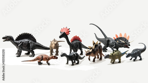 set of black and coloured dinosaurs