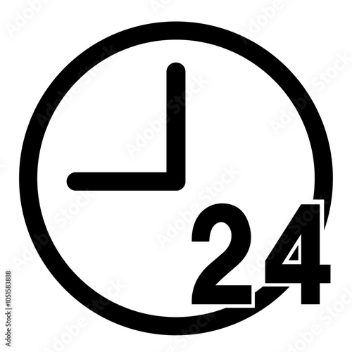 24時間営業を表す時計のアイコン素材