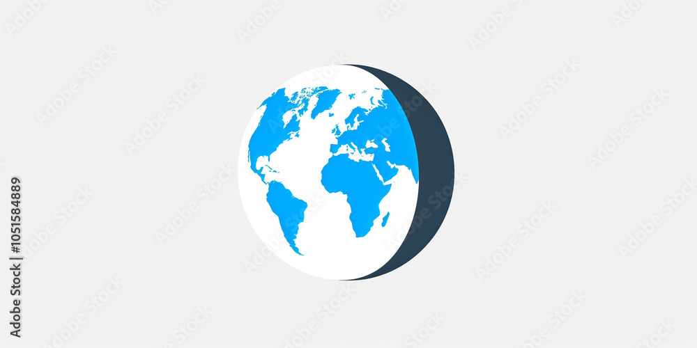 Fototapeta premium Simple vector logo, simple minimal design of a world globe in blue color on a white background, vector illustration style