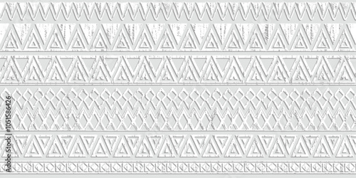 Seamless pattern, ethnic background, geometric ornament, light gray, vector design, border	
