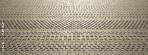 Concept or conceptual solid beige background of brick pavement texture floor as a modern pattern layout. A 3d illustration metaphor for construction, architecture, urban and interior design