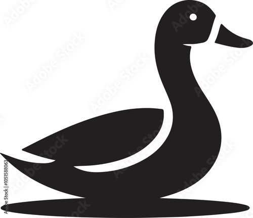 Clean Duck Silhouette Vector Isolated on White Background for Minimalist Design