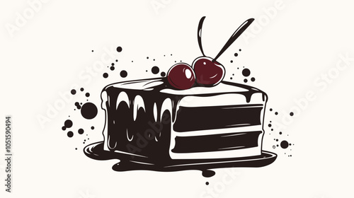 Flat illustration cake. Cooking. Dessert.