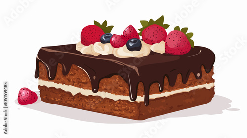 Flat illustration cake. Cooking. Dessert.