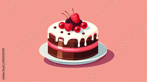 Flat illustration cake. Cooking. Dessert.