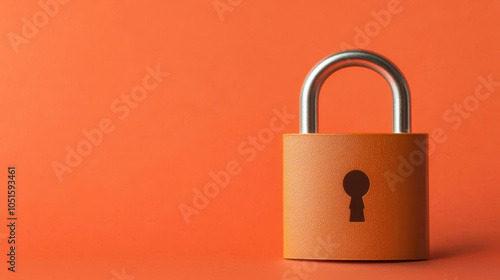 A vibrant orange padlock against a matching background, symbolizing security and protection.