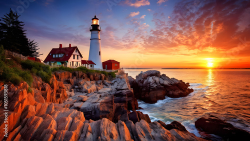 lighthouse,sea,generative ai