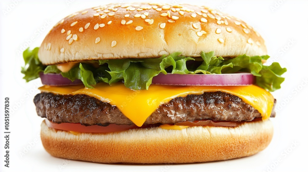 Burger on white background
