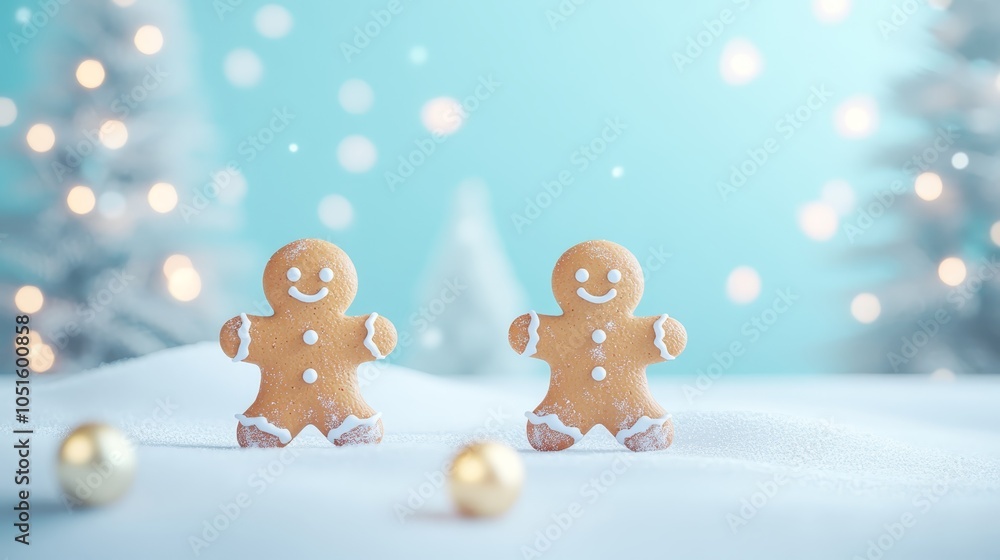 Obraz premium Two gingers brave the cold winter snow upon a white background 