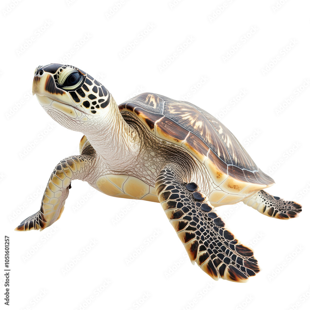 Obraz premium Sea Turtle Isolated on a White Background for Educational and Conservation Use
