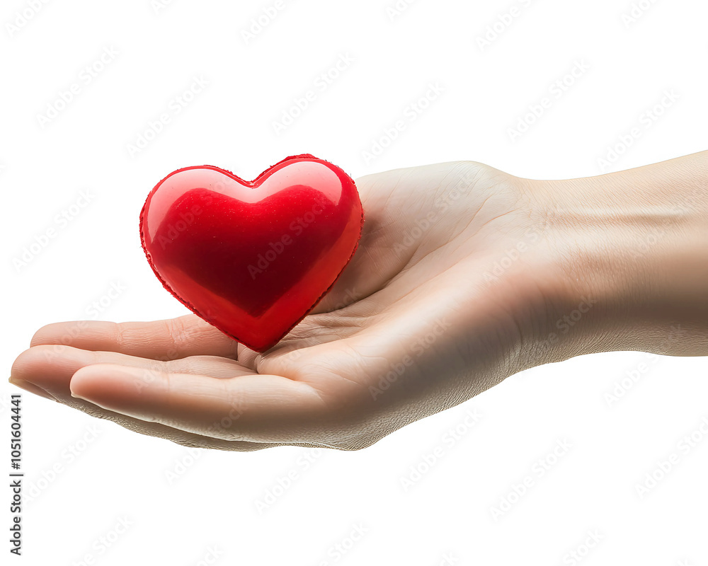 Fototapeta premium hand holding red heart isolated on white background