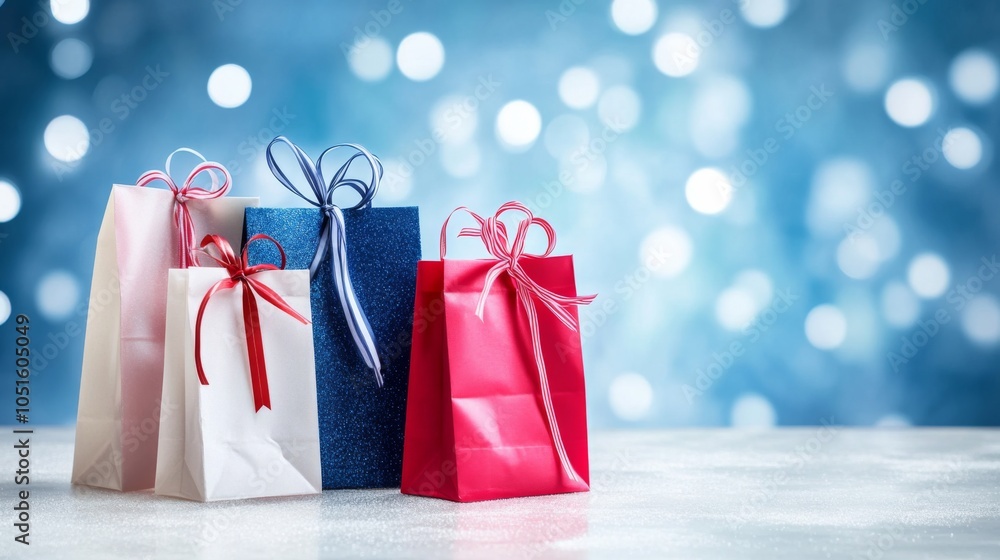 Brightly Colored Gift Bags with Ribbons and Bows Brightly Colored Gift Bags with Ribbons and Bows