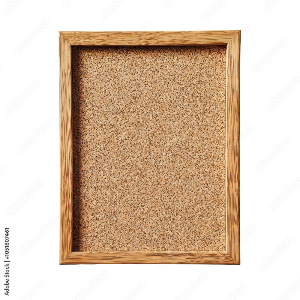 Fototapeta premium Rustic corkboard bulletin board in wooden frame, cork pinboard texture panel, office notice board for memo notes isolated PNG with Transparent Background