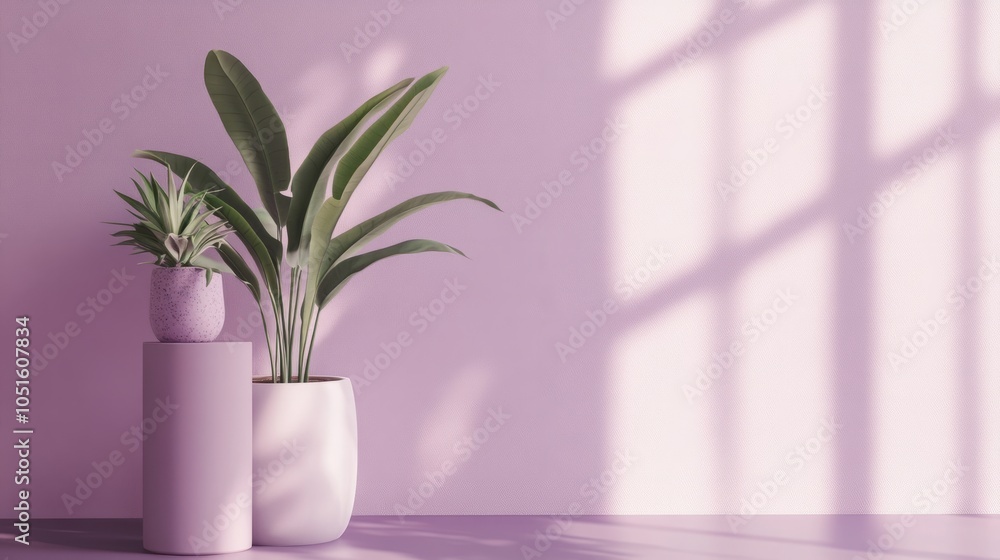 purple background with plant on vase purple background with plant on vase