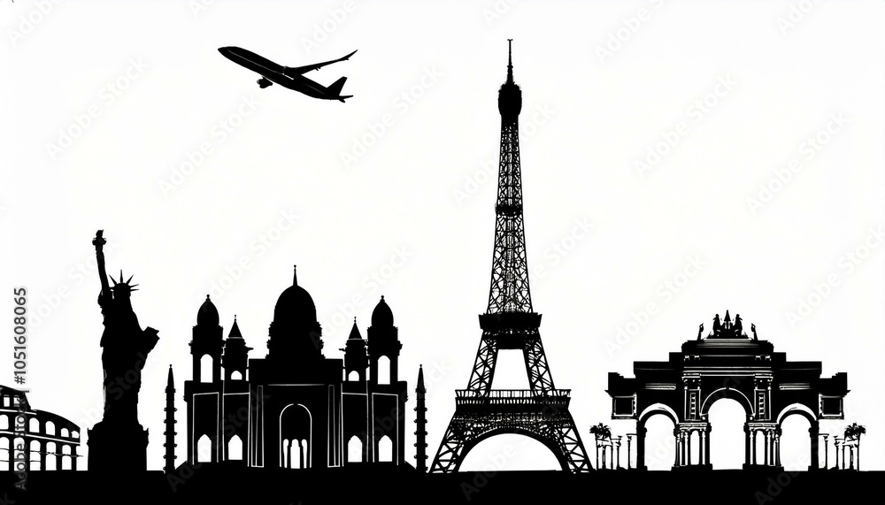 Obraz premium World landmark building silhouettes