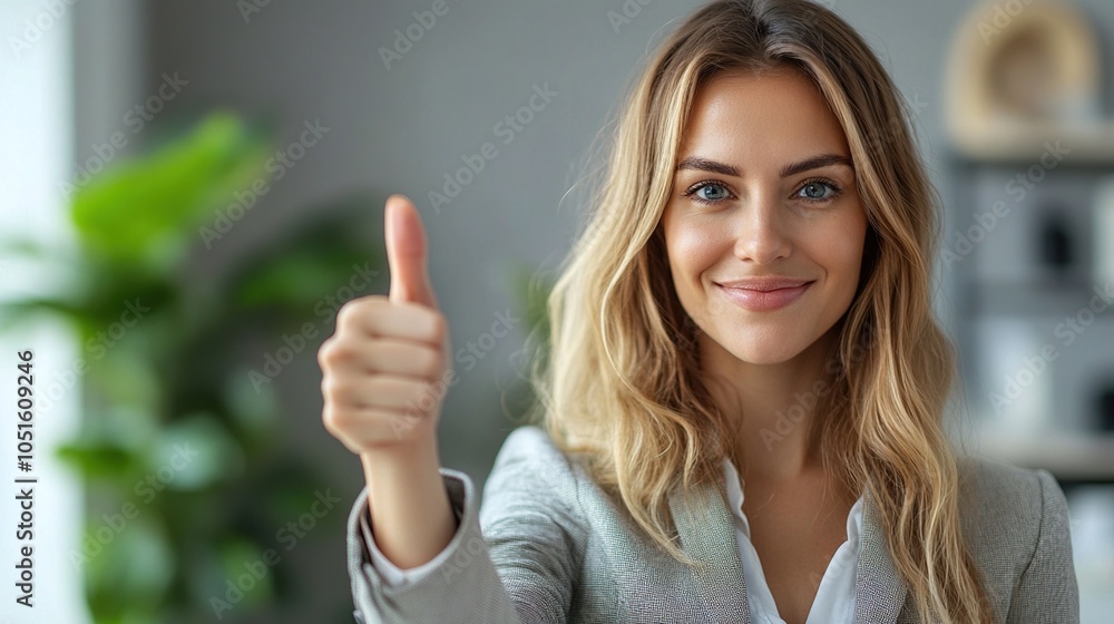 Portrait of a Smiling Woman Giving a Thumbs Up