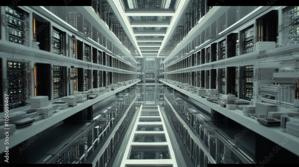 Fototapeta premium Futuristic Data Center with Sleek Technology Design