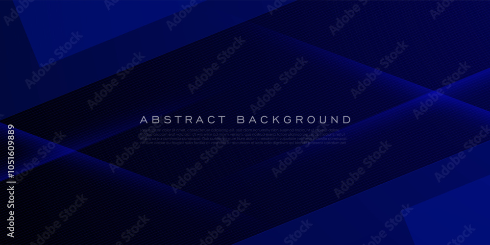 Obraz premium Abstract dark blue futuristic shadow and lights background. Papercut template with straight line and shadow. Dark blue background with trendy pattern design. Eps10 vector
