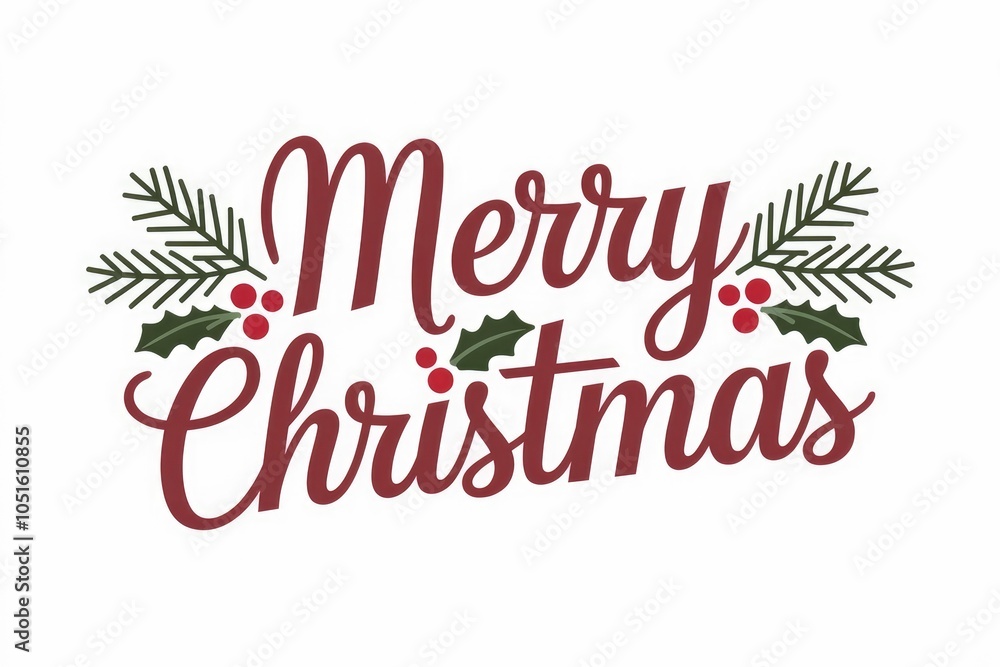 Fototapeta premium A simple Christmas greeting with festive greenery.