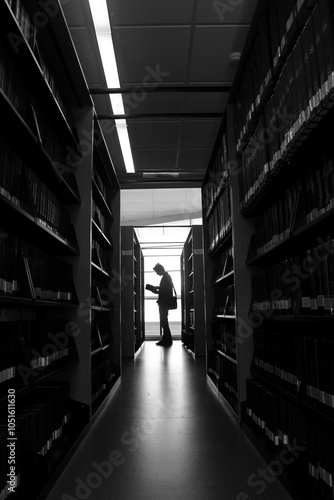 Library Man Standing Reading Book