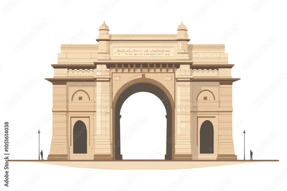 Fototapeta premium Gateway of India in Mumbai - Iconic Monument Flat Vector Illustration