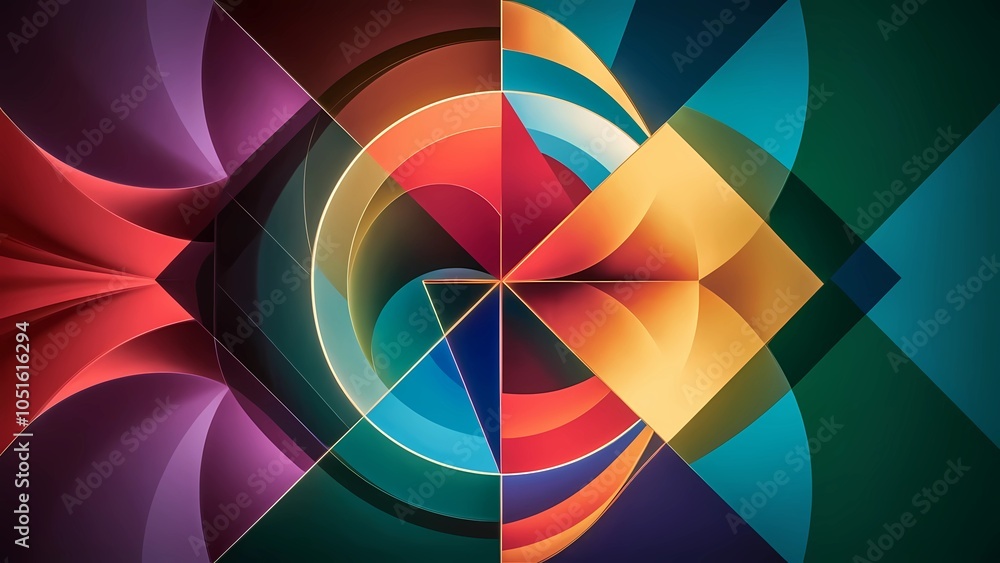Fototapeta premium Harmony Shapes Depth Colors Vibrant Geometric Gradients Dimension Composition Abstract Overlapping