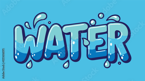Dynamic Water Typography with Droplets and Fluid Effects, illustration can be used as logo or t-shirt print