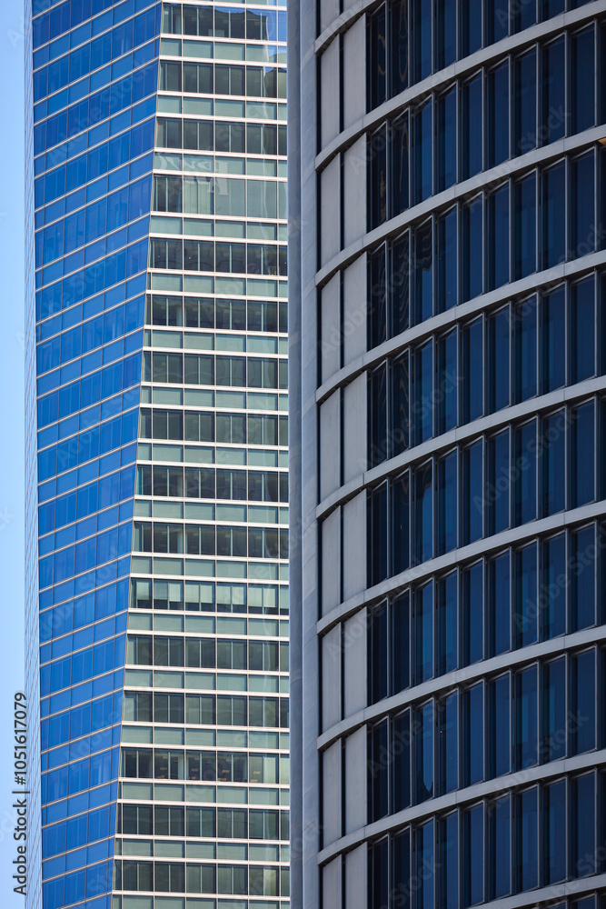Madrid skyline. Five towers area. Financial and business center. Spain