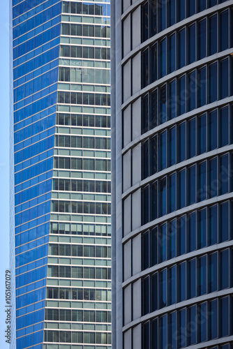 Madrid skyline. Five towers area. Financial and business center. Spain