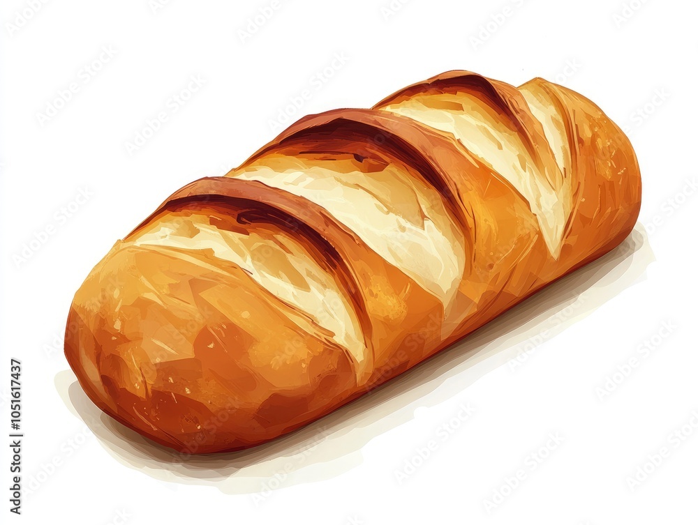 A loaf of freshly baked bread with a crispy crust and soft, white interior. A loaf of freshly baked bread with a crispy crust and soft, white interior.