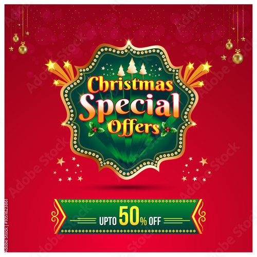 Christmas Special offers. Xmas Logo unit. Sale, Shopping, Ecommerce, Advertising, Promo Offers Label Design Vector Layered. Christmas Sale Concept