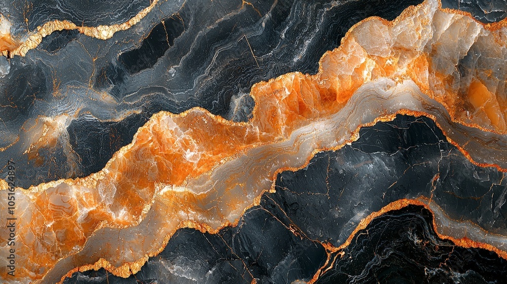 A close-up of a textured stone surface showcasing vibrant orange and black patterns. A close-up of a textured stone surface showcasing vibrant orange and black patterns.