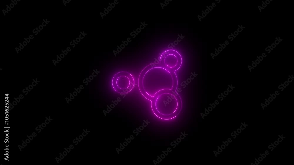 Neon home group icon glowing black background animation Neon home group icon glowing black background animation