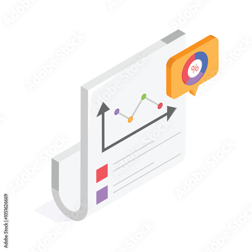 Well designed isometric icon of business report in modern style