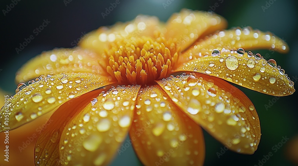 A close-up of a vibrant yellow flower with water droplets, showcasing nature's beauty. A close-up of a vibrant yellow flower with water droplets, showcasing nature's beauty.