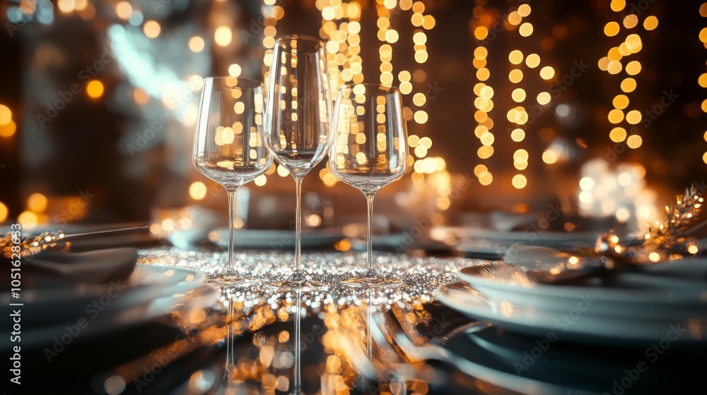 Obraz premium Elegant Dinner Table Setting with Festive Decor