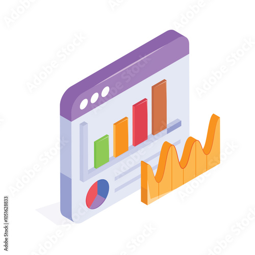 Carefully designed web analytics isometric icon in trendy style