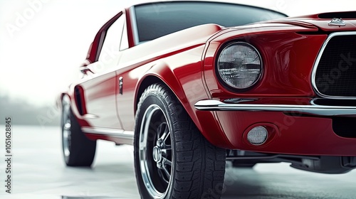 Stunning Vintage Muscle Car Poster: Glossy Red Finish, Black Wheels & Chrome Detailing - Perfect for Sports Interiors and Classic Car Enthusiasts' Décor!