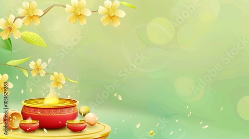 Wallpaper Mural Elegant floral arrangement with candles and green background for tranquil decor. Torontodigital.ca