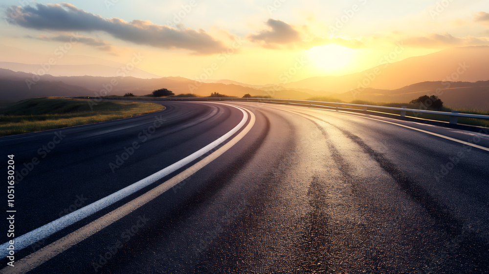 Fototapeta premium Open Road in a Vast Desert Landscape - Journey and Exploration Concept