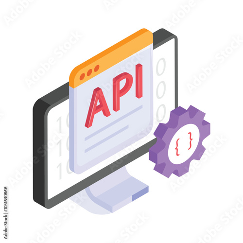 An isometric icon of api integration
