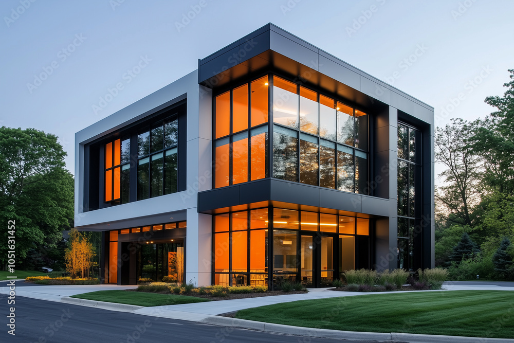 Obraz premium Modern Architectural Marvel at Dusk