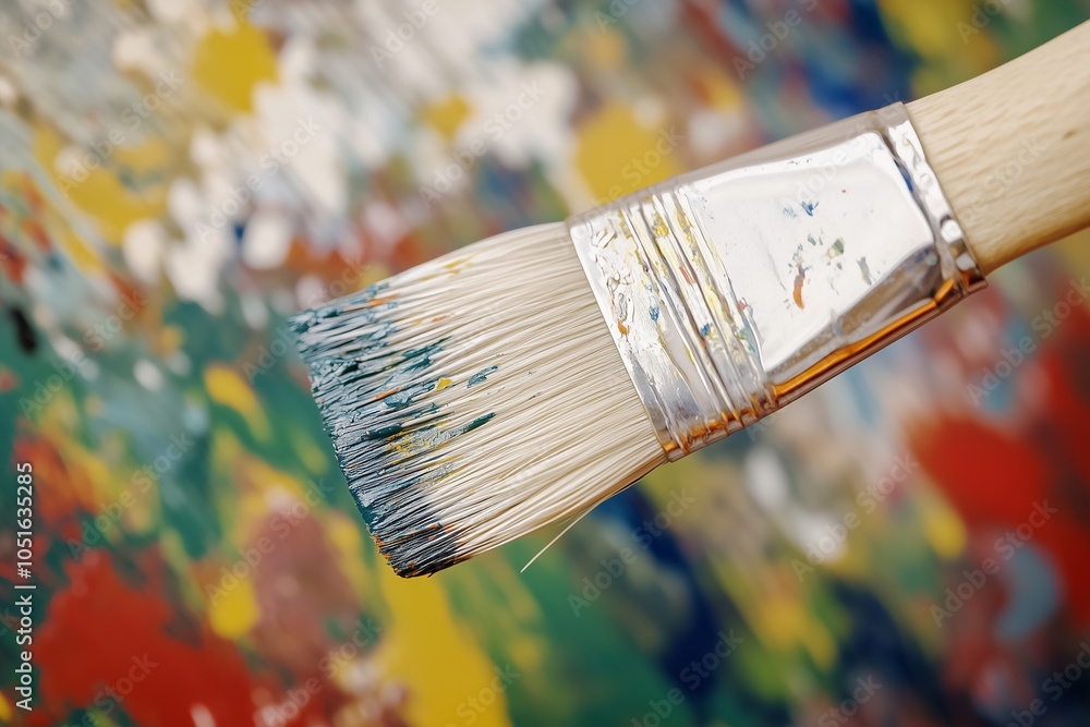 Fototapeta premium Vibrant Brush Against Colorful Canvas