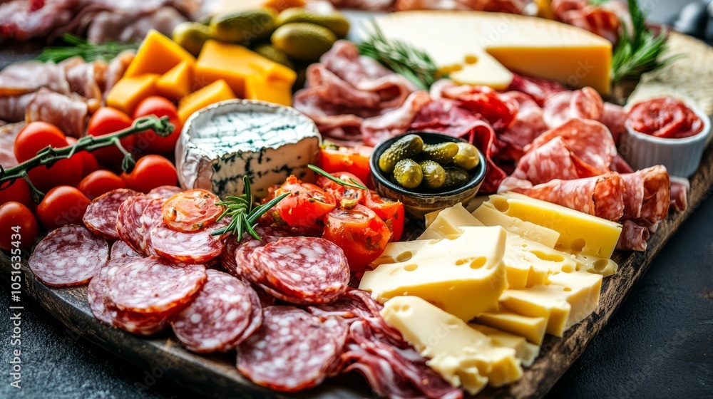 salami and cheese on wooden board. charcuterie salami and cheese on wooden board. charcuterie