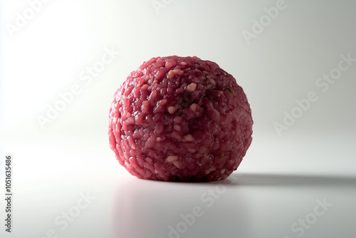 Fresh Raw Meatball on White Background photo