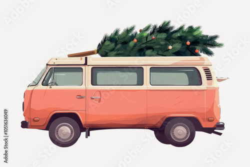 Vintage van Christmas tree